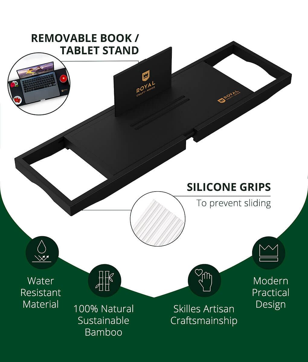 Bath Desk Tray Black by Royal Craft Wood