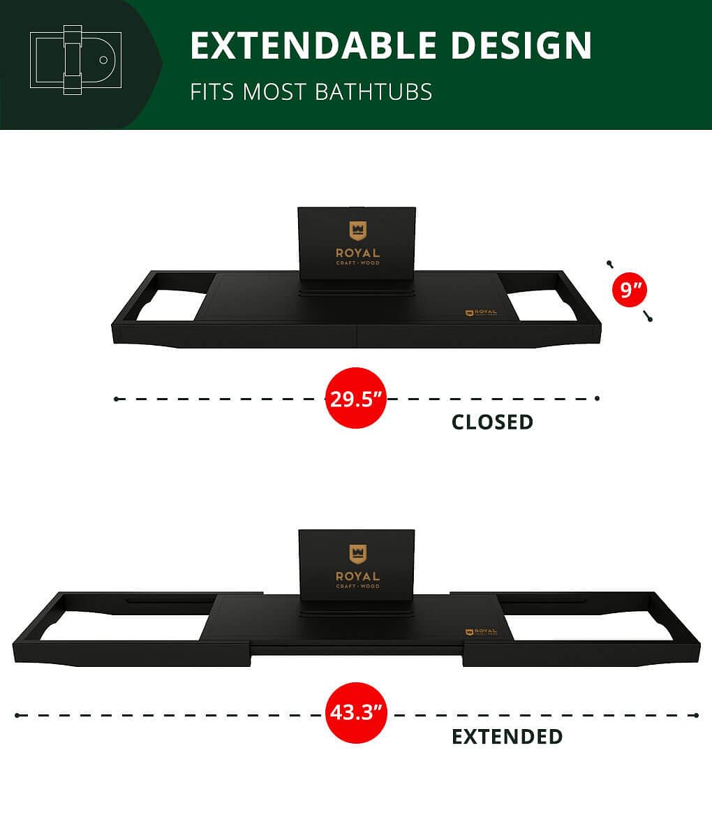 Bath Desk Tray Black by Royal Craft Wood