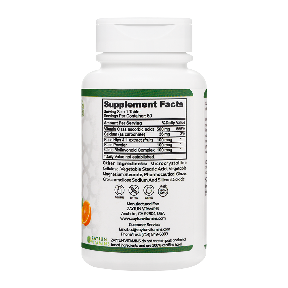 Halal Vitamin C 500mg Tablets (3-Pack) by Zaytun Vitamins