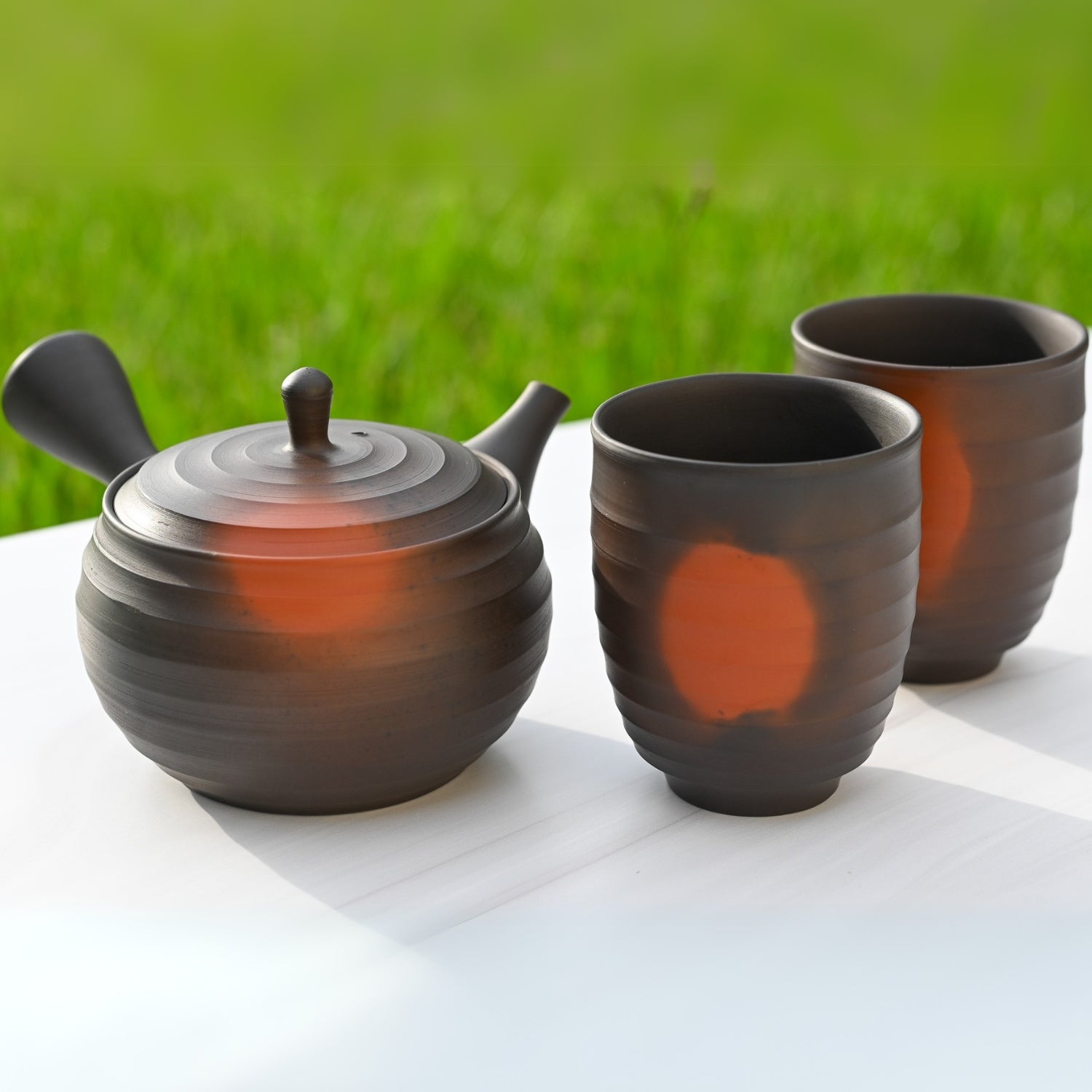 Japanese Kyusu Set - Teapot with Filters (270ml) and Two Cups by Aprika Life