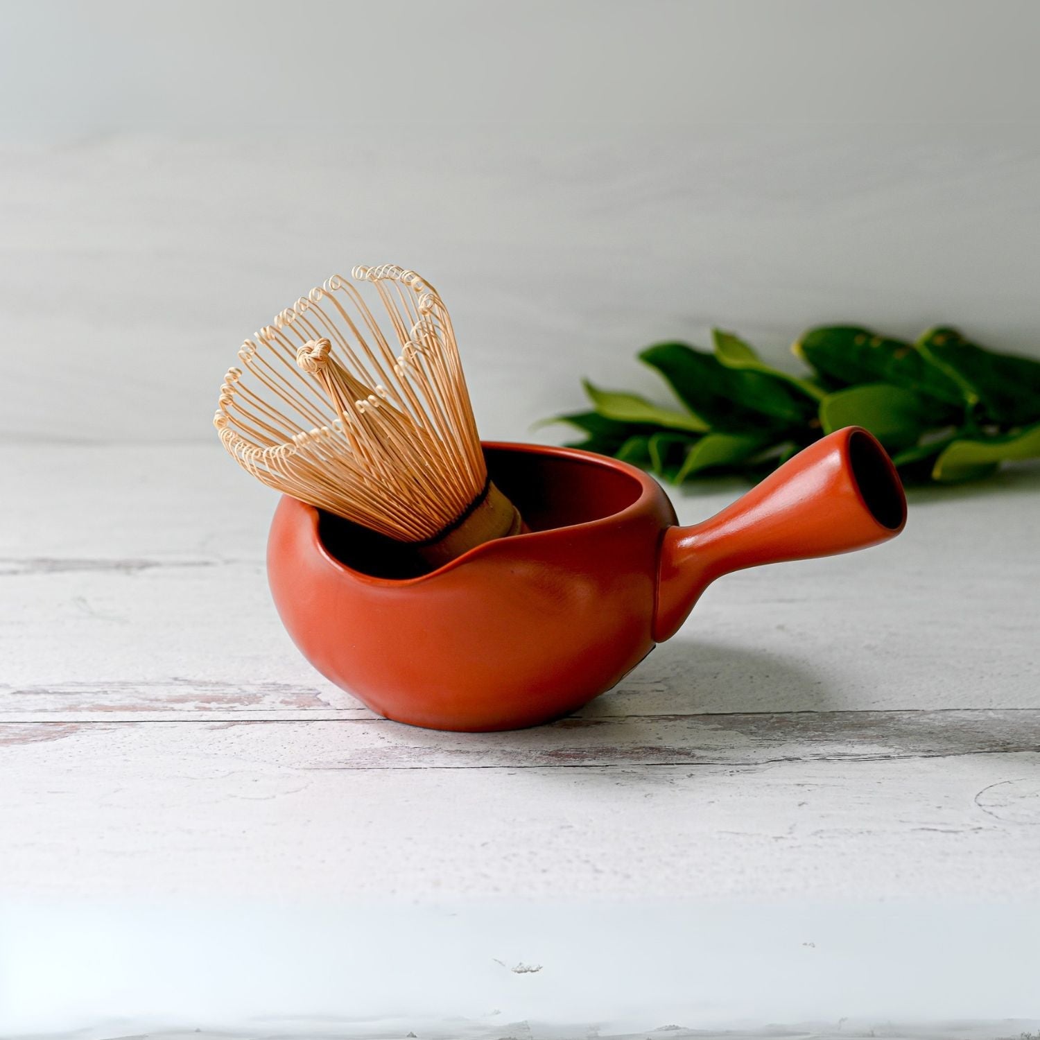 Red Flowers Matcha Bowl with Spout Set by Aprika Life