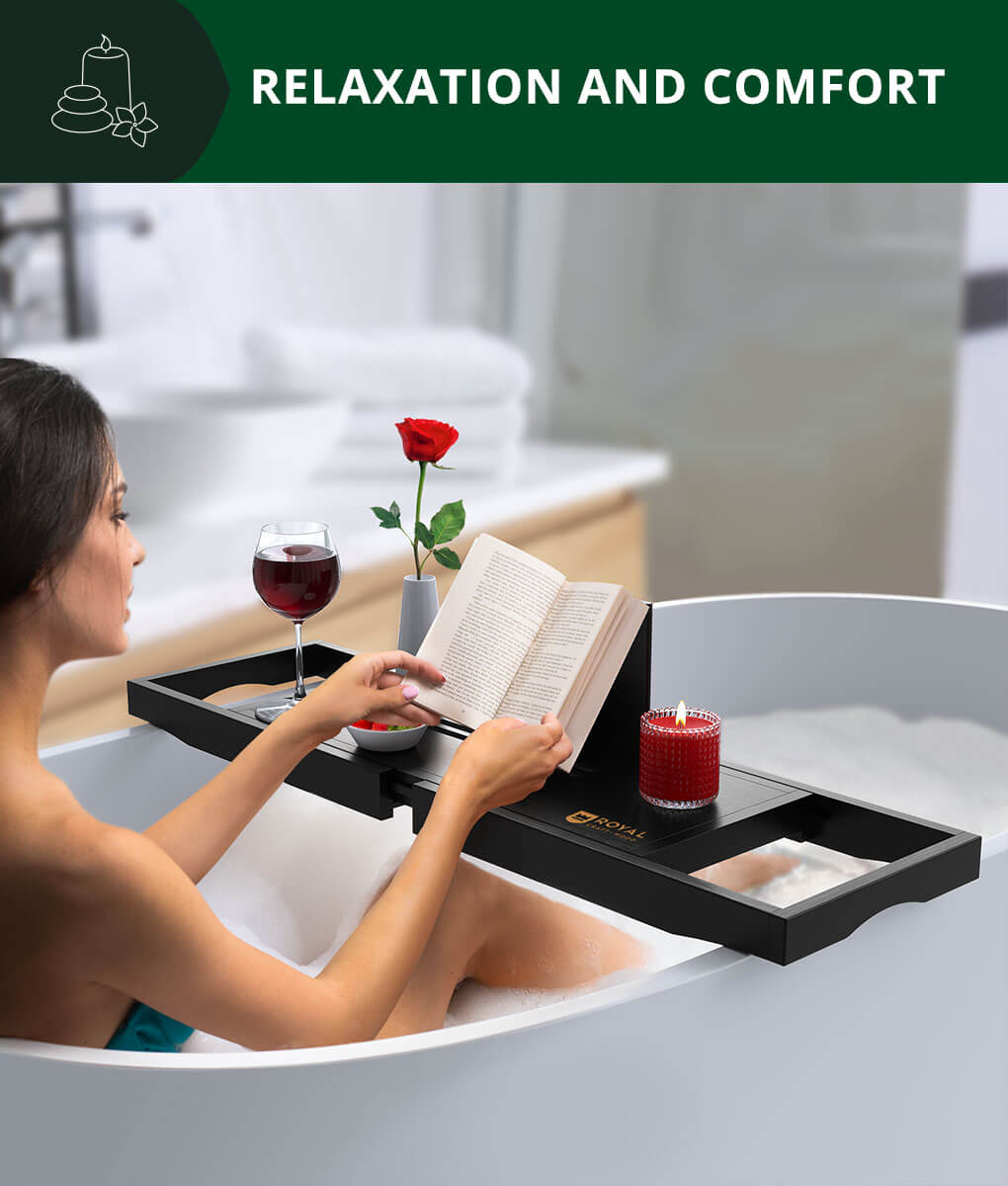 Bath Desk Tray Black by Royal Craft Wood