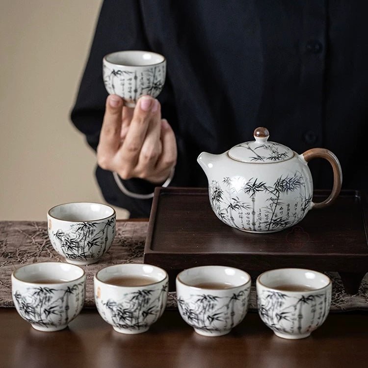 Bamboo Forest Ceremonial Gongfu Tea Set with Gift Box