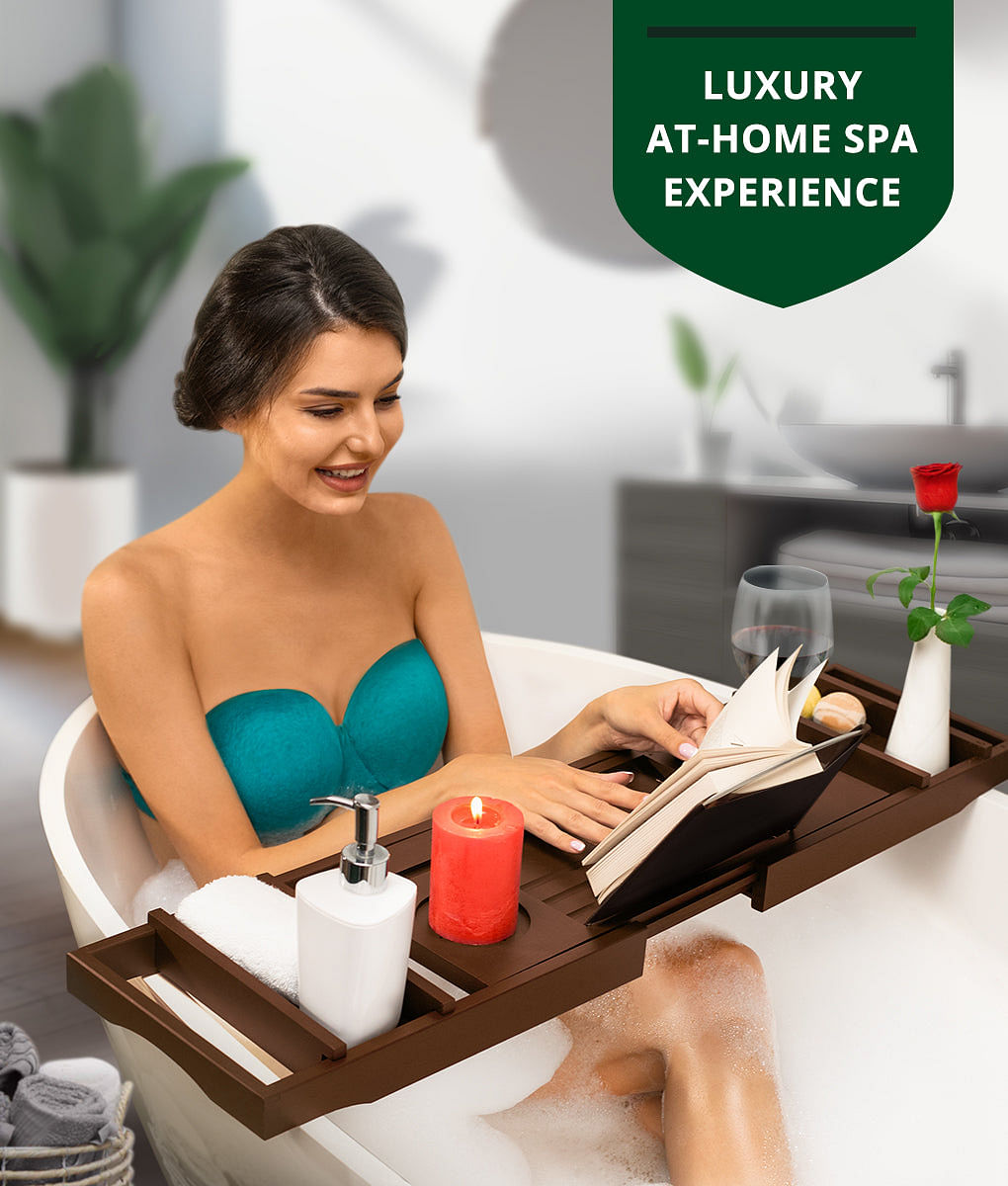 Bathtub Reading Tray Brown Color